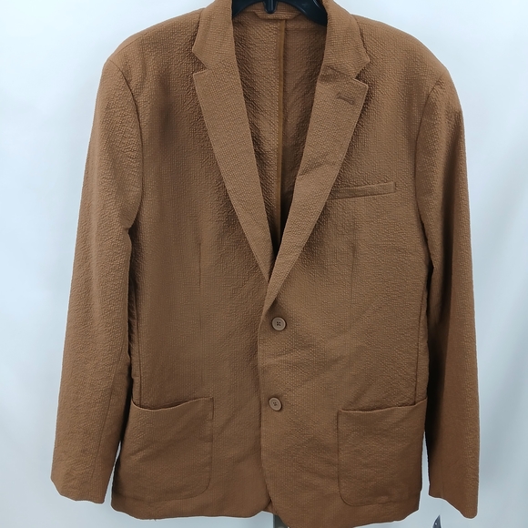 Alfani Mens Classic-Fit Textured Seersucker Sport Coat Jacket Timber Brown L NWT - Picture 5 of 9